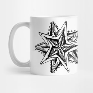 Star Tangles 4 Black Lines - an Aussie Tangle by Heather - See Description Note for Colour Options Mug